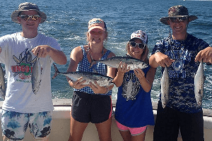 Awesome Outer Banks family vacation with Inshore and near shore fishing for false albacore tuna and Spanish Mackerel.