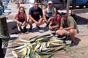 This family enjoyed an Outer Banks offshore fishing excursion for mahi mahi. 